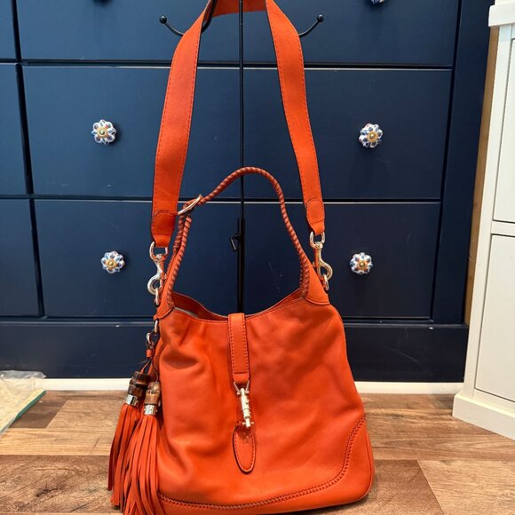Gucci Orange Leather Jackie 2-Way Shoulder Bag with Tassels - Picture 3 of 3